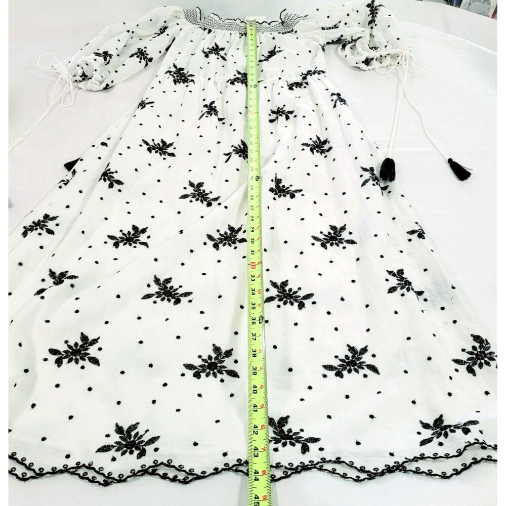 Zara Ecru off the shoulder Midi eyelet Dress S milkmaid Cottage tassels TRF - Picture 15 of 16